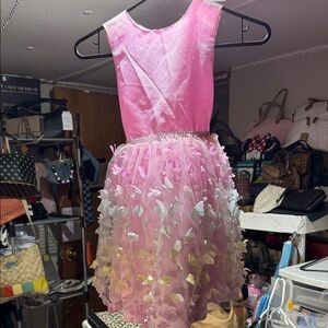 Pink and White Kids Costume Dress000545